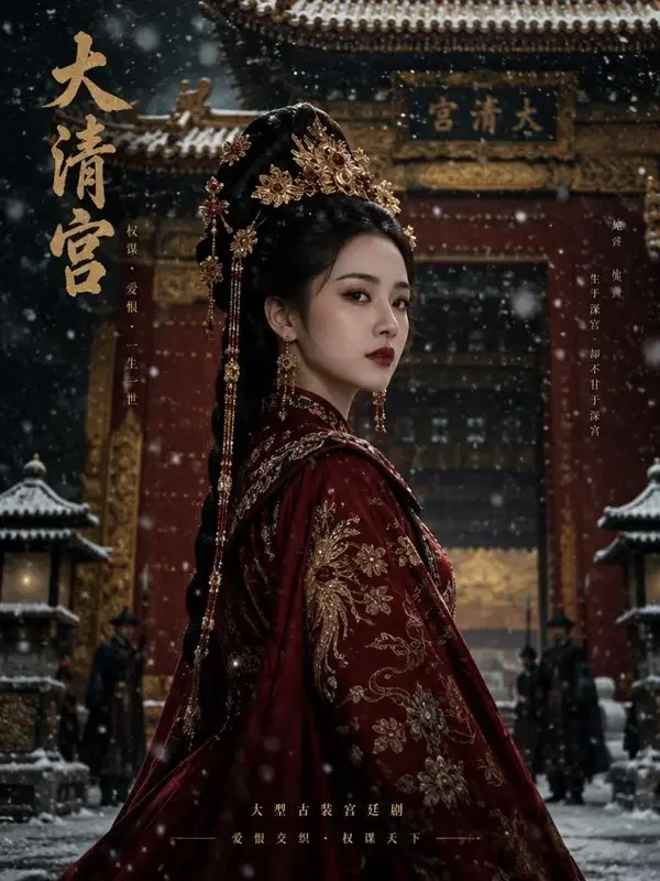 短剧《宫墙雪落时》竖版封面，古装题材